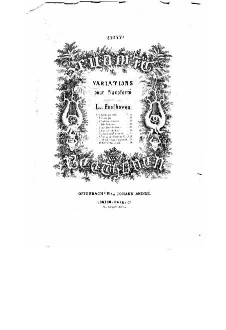 First page of 9 Variations on 'Quant'e piu bello'