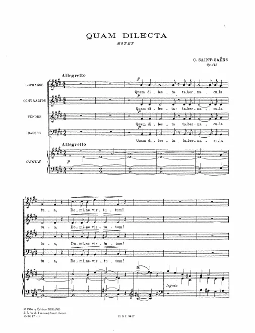 First page of Quam dilecta, Op.148