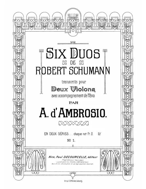 First page of 6 Duos de Robert Schumann
