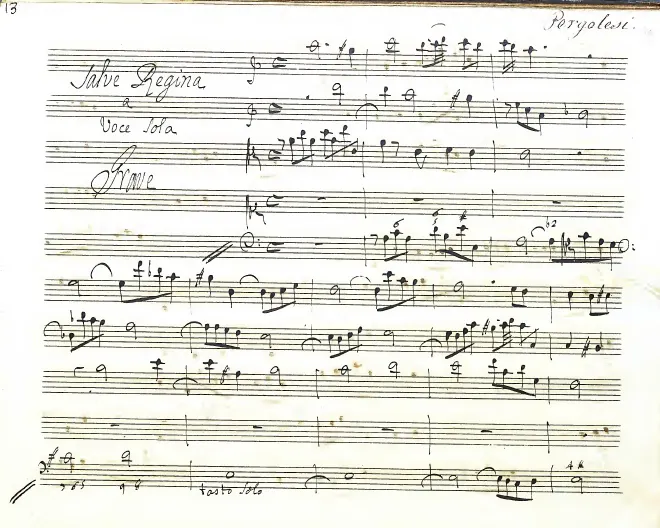 First page of Salve Regina in A minor