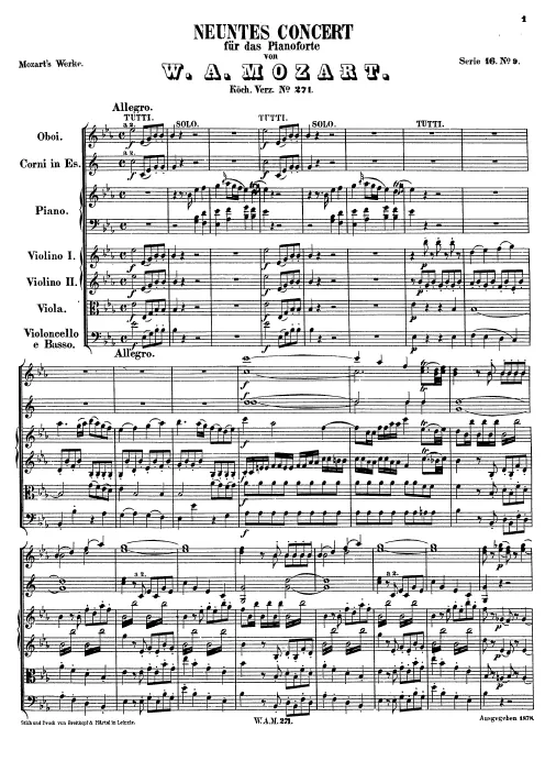 First page of Piano Concerto No.9