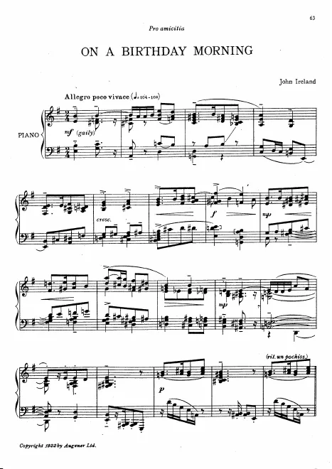 First page of On a Birthday Morning
