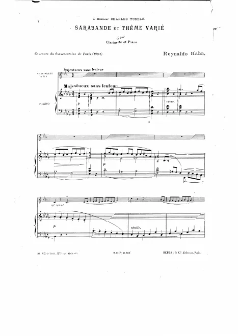 First page of Sarabande et thème varié