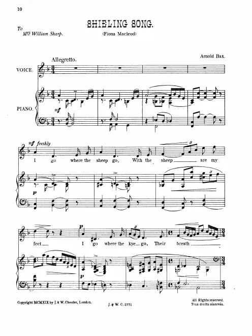 First page of Shieling Song