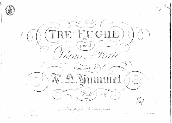 First page of Three fugues for harpsichord or piano