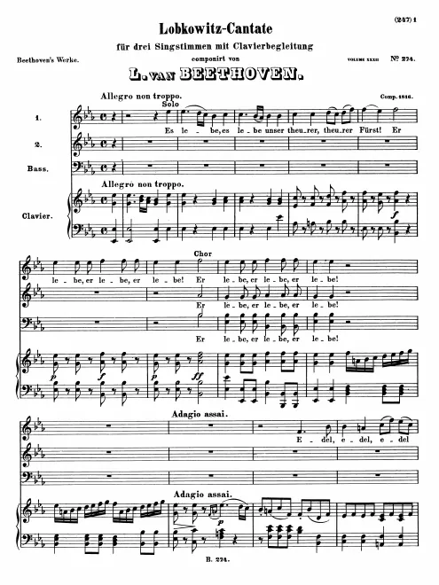 First page of Lobkowitz-Cantate, WoO 106