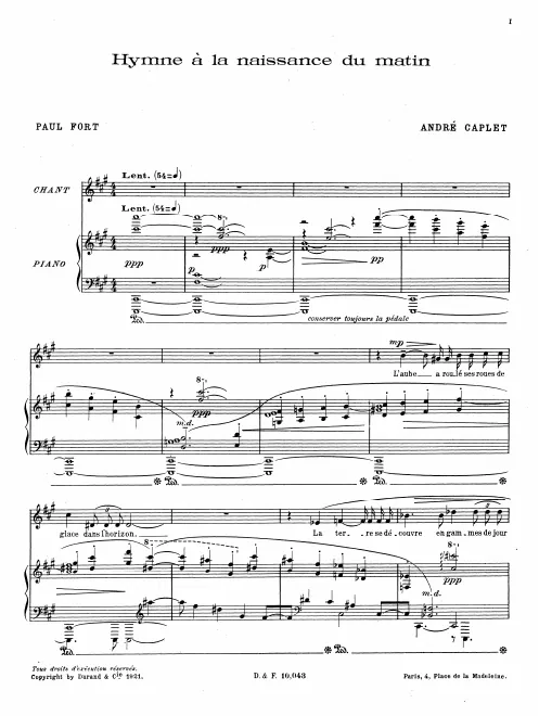 First page of Hymne à la naissance du matin