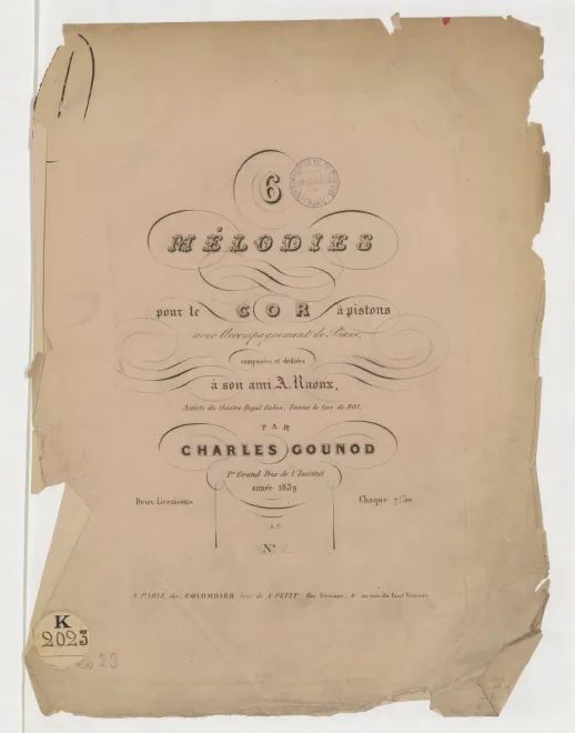 First page of 6 Mélodies pour le cor à pistons