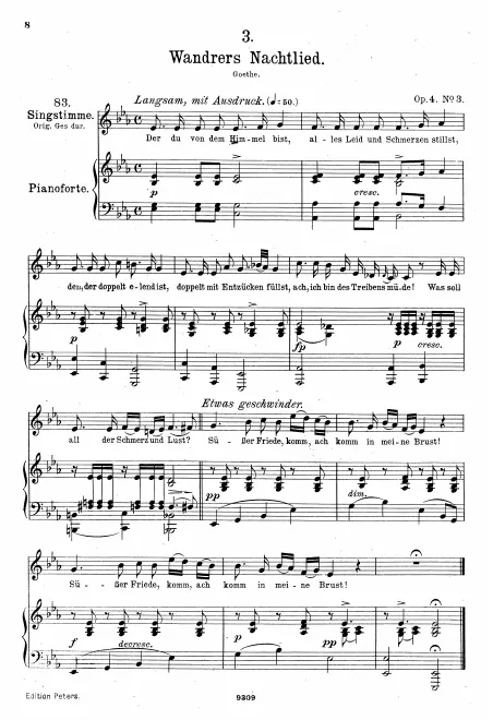 Complete Score (Medium voice, transposed to E♭ major)