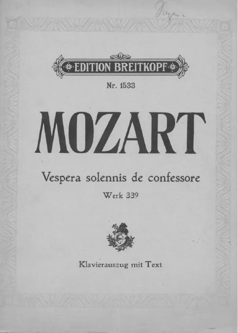 First page of Vesperae solennes de confessore