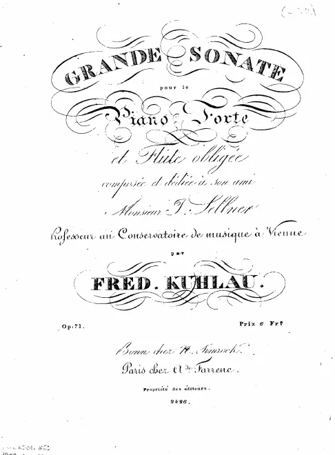 First page of Grande Sonate pour le Piano Forte et Flûte obligée