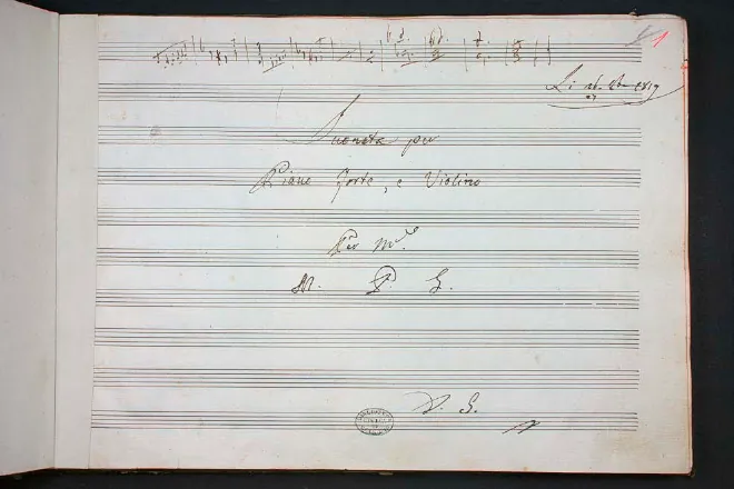 First page of Violin Sonata, A 496