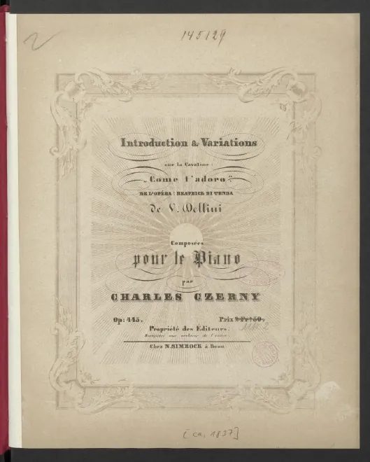 First page of Introduction et Variations sur la cavatine 'Como t'adoro' de 'Beatice di Tenda'