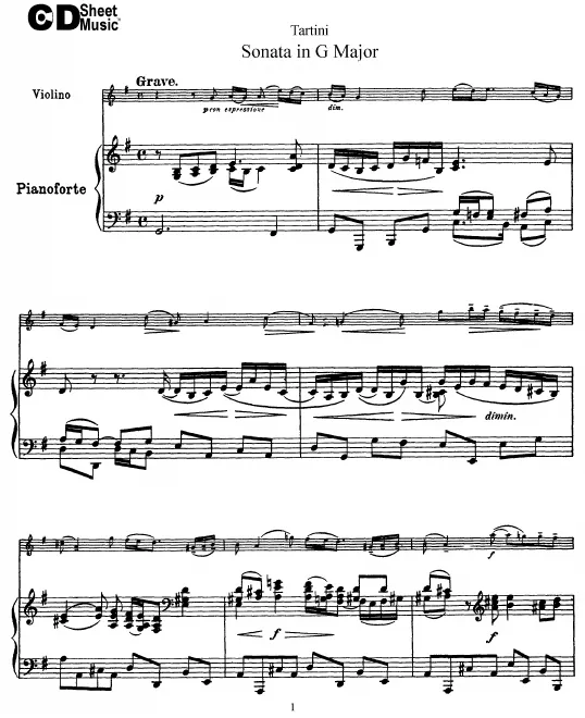 First page of Violin Sonata in G major