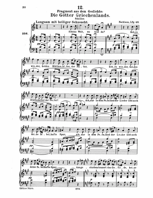 First page of Strophe aus ‘Die Götter Griechenlands'