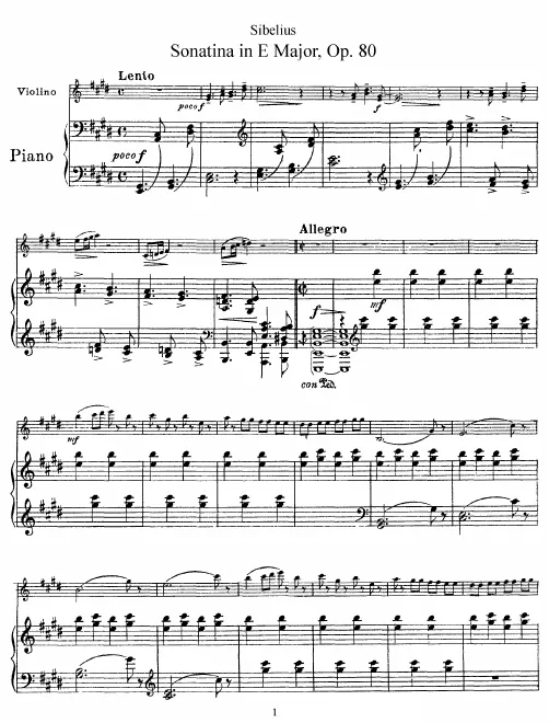 First page of Sonatina for Violin and Piano