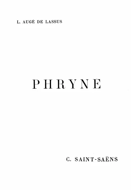First page of Phryné: opéra-comique en deux actes