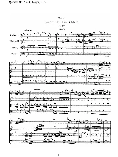 First page of String Quartet No.1
