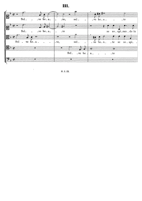 First page of Selve beata, se sospirando in flebili susurri