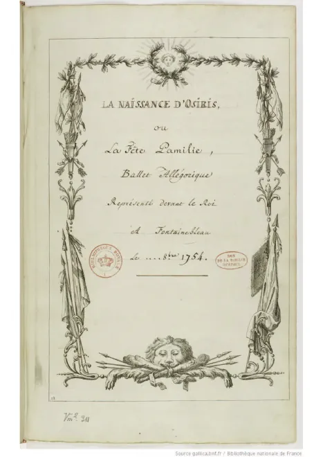 First page of La Naissance d'Osiris ou La fête Pamilie