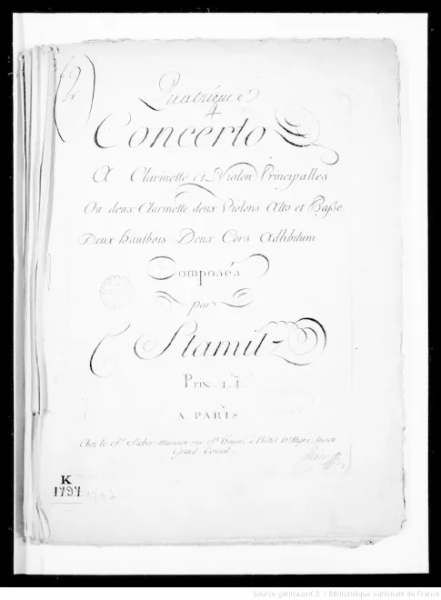 First page of Concerto for Clarinet and Violin in B-flat major