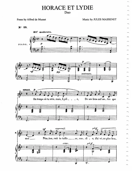 First page of Horace et Lydie