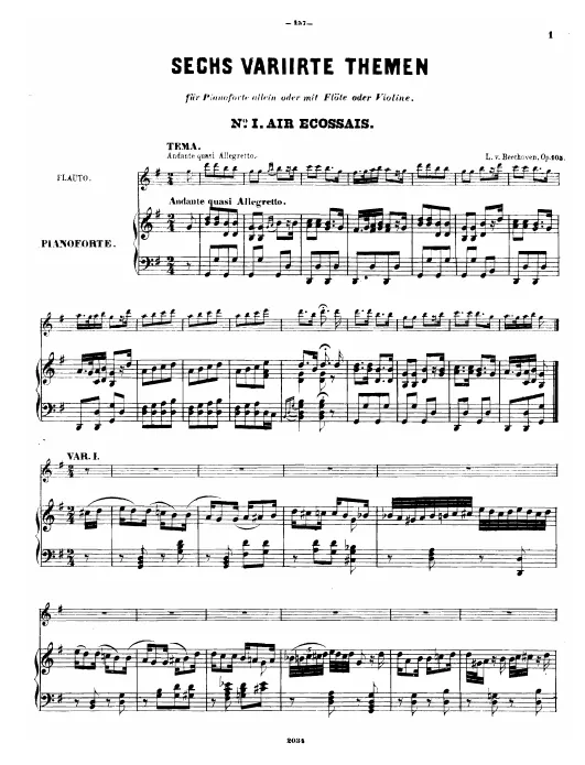 First page of 6 National Folksongs with Variations