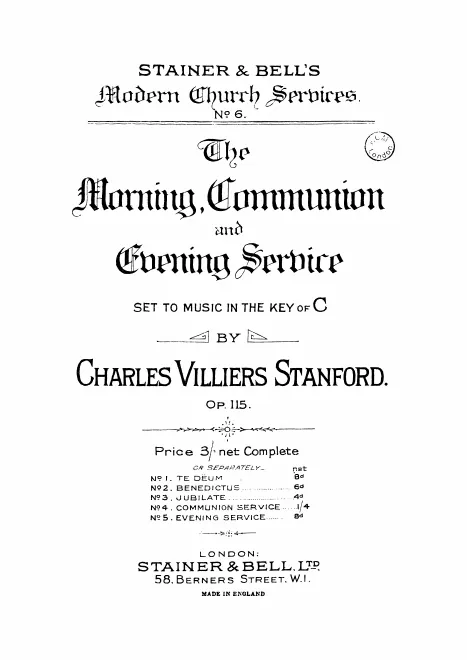 First page of Morning, Evening and Communion Service in C major