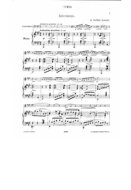 First page of 2 Morceaux pour contrebasse et piano