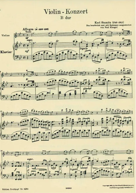 First page of Violin Concerto in B♭