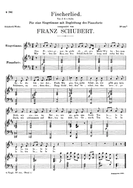 First page of Fischerlied (1st version), D.351