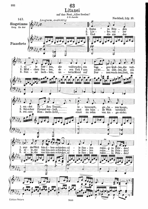Complete Score (Low voice, transposed to D♭ major)