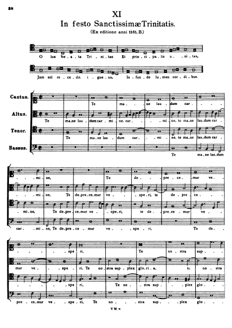 First page of O lux beata Trinitas