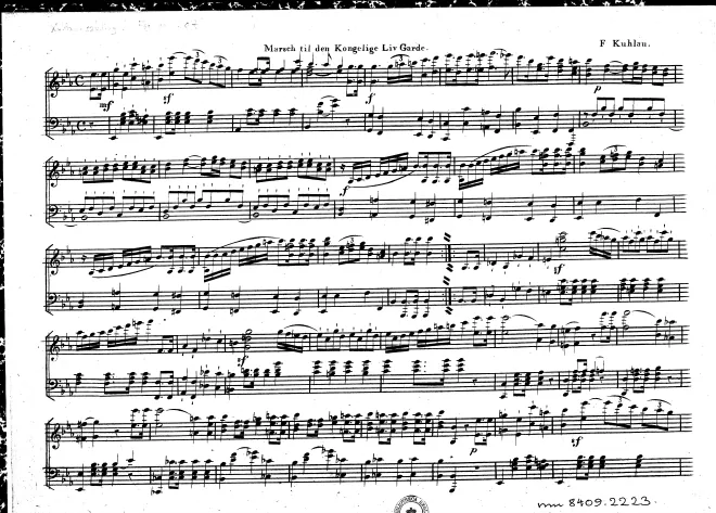 First page of Marsch til den Kongelige Liv Garde, WoO 207