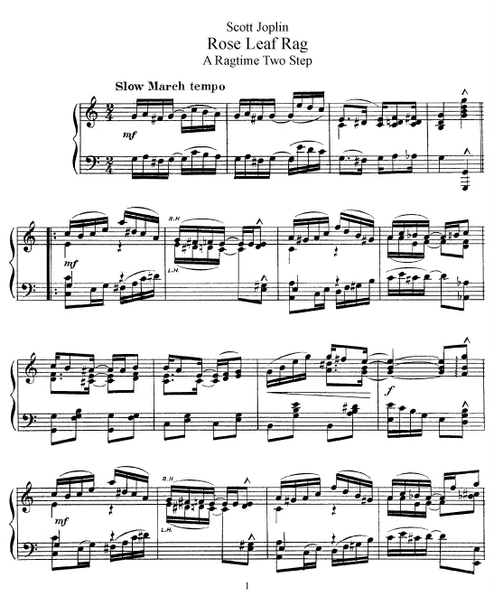 First page of Rose Leaf Rag