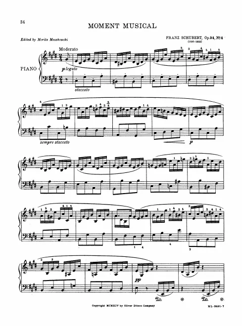 First page of 6 Moments musicaux