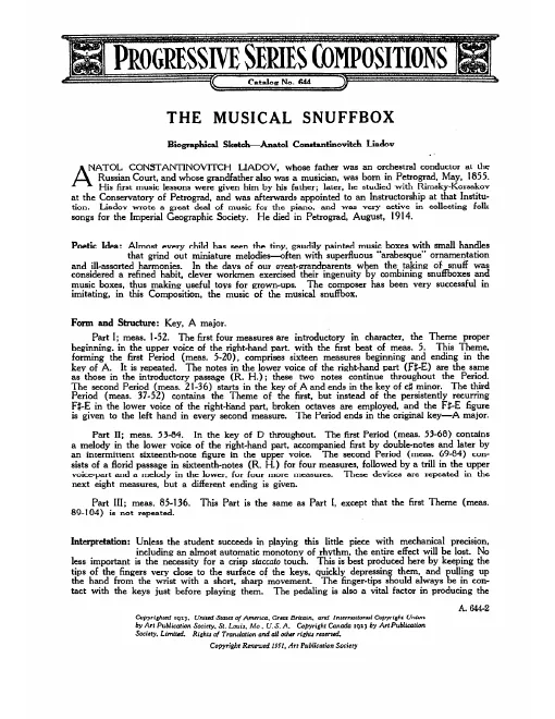 First page of The Music Box