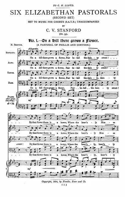 First page of 6 Elizabethan Pastorals (Second Set)