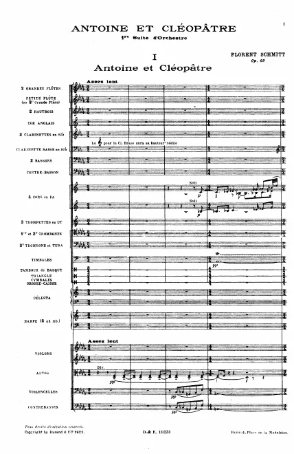 First page of Antoine et Cléopâtre, Suite No.1