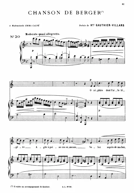 First page of Chanson de berger