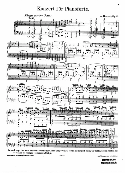 First page of Piano Concerto in F minor
