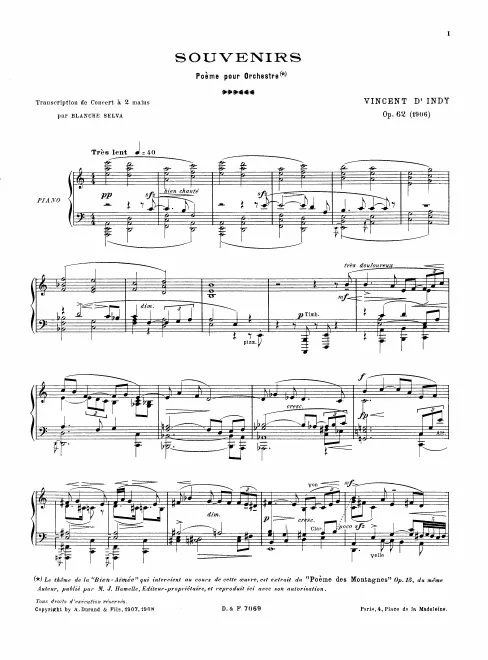 First page of Souvenirs, Op.62
