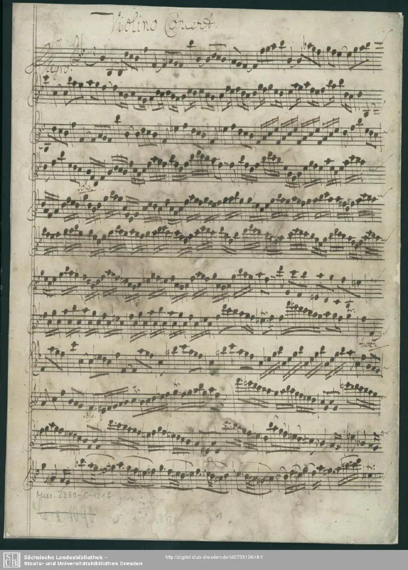 First page of Violin Concerto in B-flat major