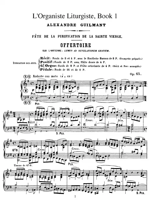 First page of L'Organiste Litrugiste, Op.65