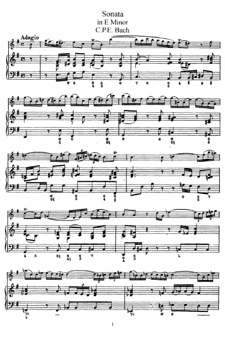 First page of Flute Sonata in E minor