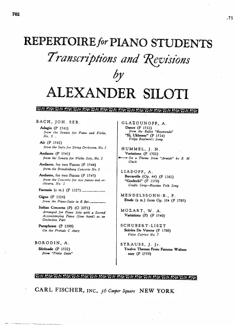 First page of Variations on a theme from Armide by Gluck