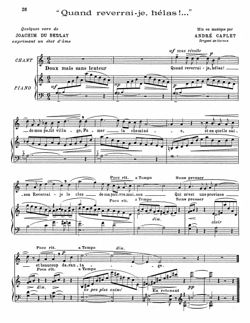 First page of Quand reverrai-je, hélas!