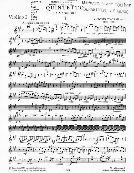 First page of Piano Quintet No.1