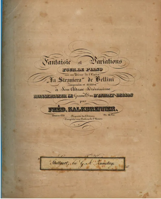 First page of Fantaisie et variations pour le piano sur un thème de l'opéra: "La straniera"