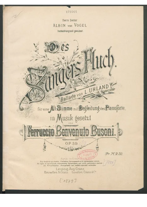 First page of Des Sängers Fluch